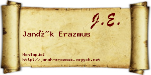 Janák Erazmus névjegykártya